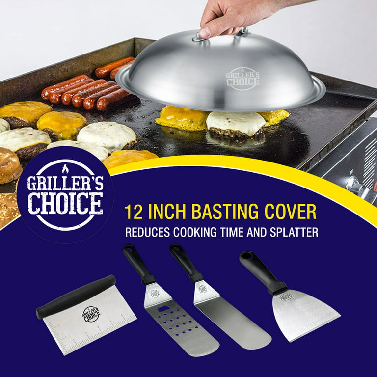 Grillers Choice 32 Piece Griddle Accessories Set Metal Spatulas - Commercial Heavy Duty Stainless Steel,Flat Top,Grill,Indoor-Outdoor,Hibachi,BBQ