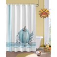 thumbnail image 2 of Fall Thanksgiving Blue Pumpkin Fall Leaves Stripe Shower Curtain Set ，Waterproof Fabric Shower Curtains Shower Curtains for Bathroom,Bathroom Decor 72"x78", 2 of 7