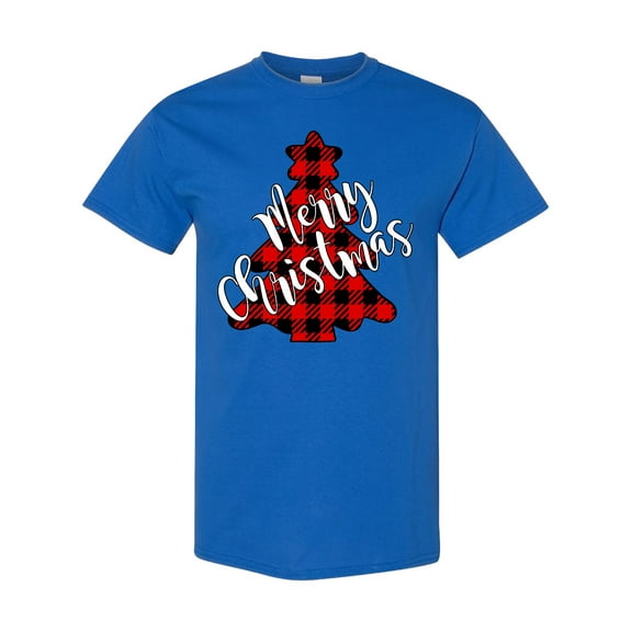 Inktastic Red Buffalo Plaid Christmas Tree T-Shirt