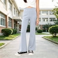 thumbnail image 2 of CONZONE Flared Pants for Big Girls High Waist Girls Bootcut Pants Solid Color Trendy Fall Back To School Trousers with Pockets Size 7-8 Years, 2 of 4