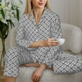 thumbnail image 4 of Wukai Gray Plaid Print Women's Pajama Set - Soft Long Sleeve Sleepwear for Comfort and Style-XX-Large, 4 of 9