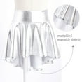 thumbnail image 6 of TiaoBug Kids Girls Metallic High-Low Hem Mini Skater Skirt Ballet Dance Athletic Wrap Flared Skirt Dancing Costume Silver 8, 6 of 7