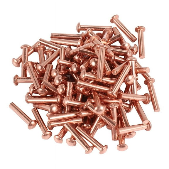 100 Pcs 5/64inch x 25/64inch Round Head Copper Solid Rivets Fasteners