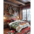 thumbnail image 4 of Christmas Elk Flannel Blanket for Bed,Travel and Camping, Chalet Pine Tree Forest Grey Winter Snow Scene Super Soft Cozy Blanket for All Seasons 30"x40", 4 of 6