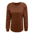 thumbnail image 4 of Gvdentm Sweatshirts for Women Crewneck Puff Sleeve Tunic Tops Lightweight Sweaters Fashion 2023 Coffee,L, 4 of 4