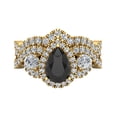 thumbnail image 4 of Wedding Ring Set 14K Gold Pear Cut Black Diamond Halo Infinity Style, 4 of 5