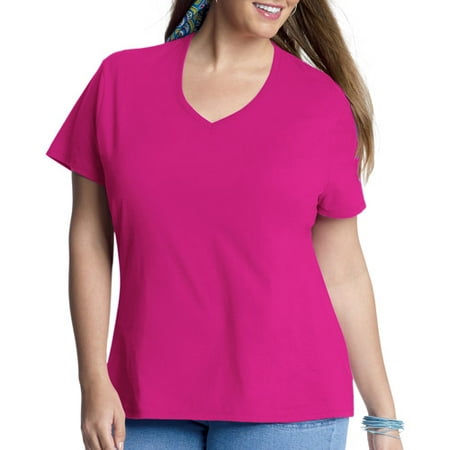 Just My Size by Hanes Women's Plus-Size Essential V-Neck Tee - Walmart.com