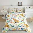 thumbnail image 3 of Cartoon Leopard Bedding Twin Size 7 Pieces Watercolor Floral Comforter Set, Botanical Plants Bedding Comforter Sets Jungle Animal Cheetah Bed in a Bag, Tropical Leaves Bedding, 3 of 5