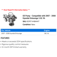 thumbnail image 2 of Pump - Compatible with 2007 - 2008 Hyundai Entourage 3.8L V6, 2 of 2