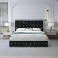 thumbnail image 3 of SIBEDS LED Bed Frame with 2 Storage Drawers Pockets and PU Leather Black Tufted Headboard, Full, 3 of 8