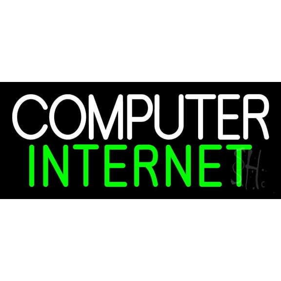 Computer Internet LED Neon Sign 10 x 24 - inches, Clear Edge Cut Acrylic Backing, with Dimmer - Bright and Premium built indoor LED Neon Sign for Computer & Electronics store decor.