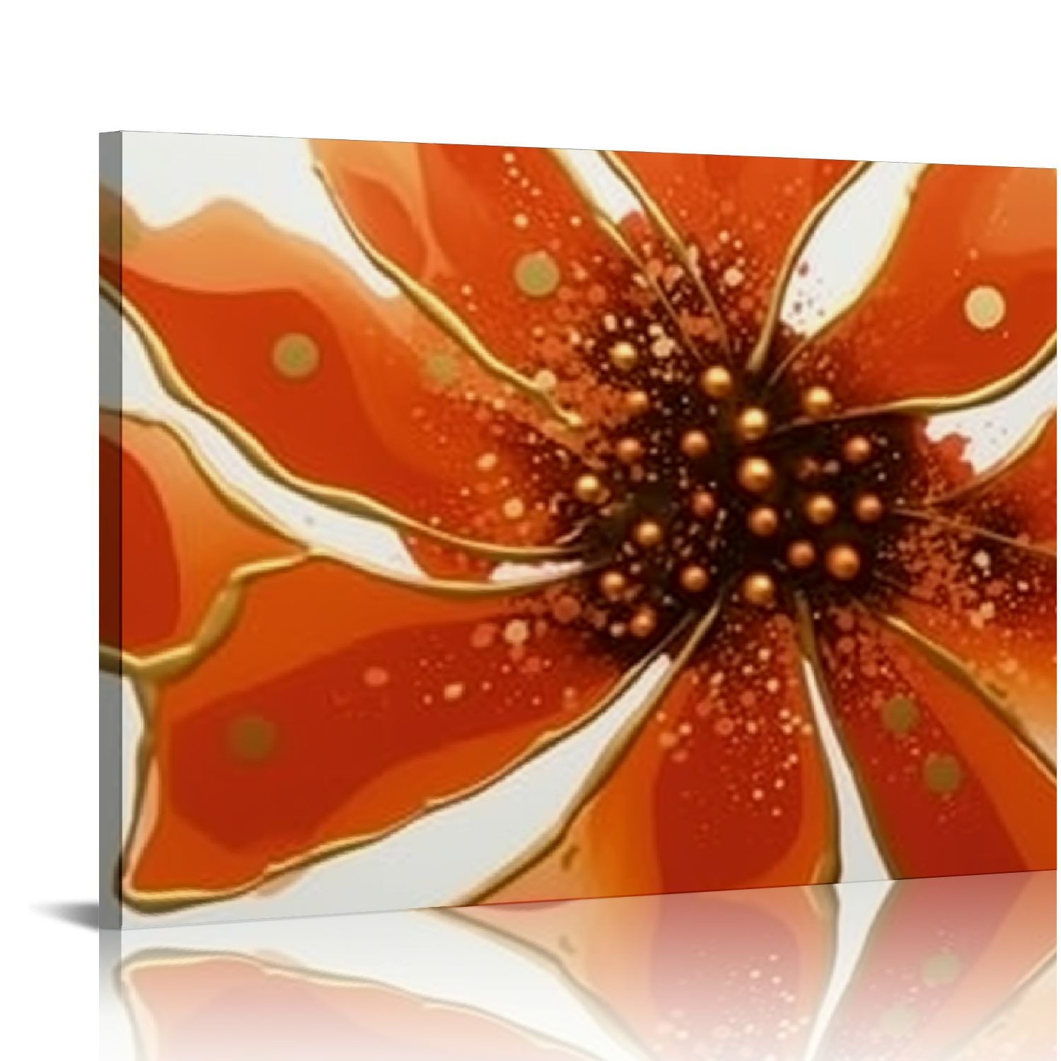 Nawypu Abstract Floral Burnt Orange Wall Art for Living Room, Canvas Framed Wall Art Printed Modern Wall Painting for Bedroom Kitchen Office Holiday Decor Ready to Hang Watercolor Petal Print
