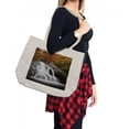 thumbnail image 2 of Waterfall Shopping Bag, Water Falls to the Lake Through Rocks Surrounded by Fall Season Trees, Eco-Friendly Reusable Bag for Groceries Beach and More, 15.5" X 14.5", Cream, by Ambesonne, 2 of 2