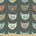 thumbnail image 2 of Ambesonne Cartoon Fabric by the Yard Upholstery, Doodle Cat Lover Pattern, 2 Yards, Grey and Multicolor, 2 of 5