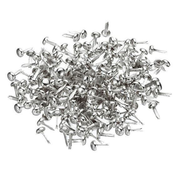 Uxcell 4.5 x 8 mm Mini Brads for Paper Crafts, 200 Pcs Round Paper Fastener, Silver