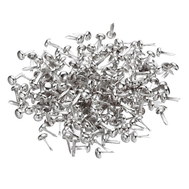 Uxcell 4.5 x 8 mm Mini Brads para manualidades en papel, 200 piezas de sujetadores de papel redondos, plateado