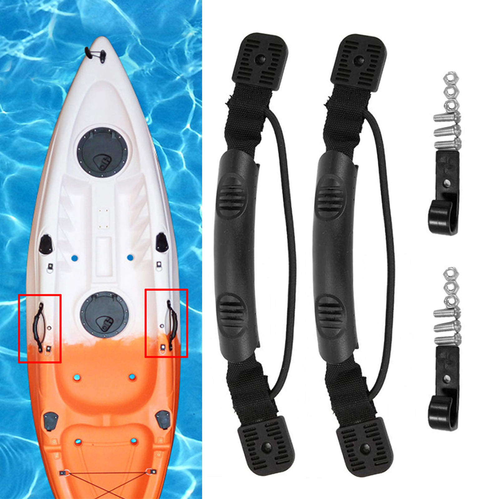 Details about   2pcs Propel Kayak Carry Handles with Hardware Black Canoe Side Mount Boat Rear 