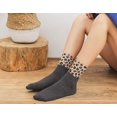 thumbnail image 2 of 3 Paris Leopard Print Crew Socks Trendy Animal Pattern Dress Socks For Women, Lady, 2 of 4