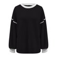 thumbnail image 3 of Suéter Abrigo Gibobby Top para polainas mujer camisetas manga larga cuello Ajuste holgado informal negro M, 3 of 4