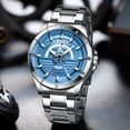 thumbnail image 3 of Mirar CURREN Reloj de cuarzo para hombre Reloj de pulsera de moda con correa de acero inoxidable Pantalla luminosa Relojes de vestir de 3 ATM CURREN Mirar, 3 of 7