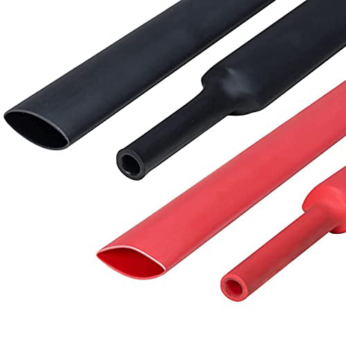 RockDIG 8Ft 1/2 Inch 3:1 Heat Shrink Tubing Dual-Wall Adhesive Lined Tube Black Red Each 4Ft 