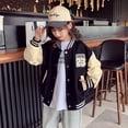 thumbnail image 3 of Abrigo de niña primavera y otoño estilo occidental para niños otoño moda superior niños medianos y grandes uniforme de béisbol, 3 of 6