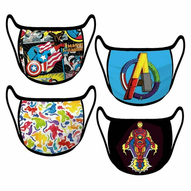 Disney Store Marvel Avengers Cloth Face Mask 4 Pack Set Adults Size Extra Large Walmart Com
