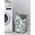 thumbnail image 3 of Birds Laundry Bag, Cartoon Style Illustration of Long-Eared Owl and Great-Grey Owls, Hamper Basket with Handles Drawstring Closure for Laundromats, 13" x 19", Blue Grey Salmon, by Ambesonne, 3 of 4