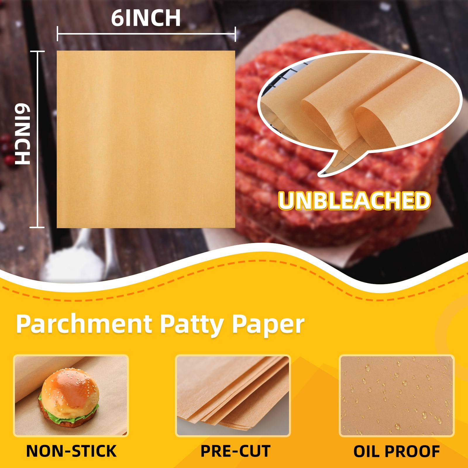 Katbite Hamburger Patty Paper 1000Pcs, 5.5x5.5 Non Stick Parchment Paper  Squares Sheets for Patty Seperate, Burger Press, Ground Beef, Freezing or -  Imported Products from USA - iBhejo