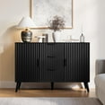 thumbnail image 5 of 47" Black Sideboard Buffet Cabinet with 3 Drawers, Fluted Modern Buffet Cabinet with Storage, 2 Doors Sideboard Cabinets Accent Credenza for Dining Room, Living Room, Entryway, 5 of 7