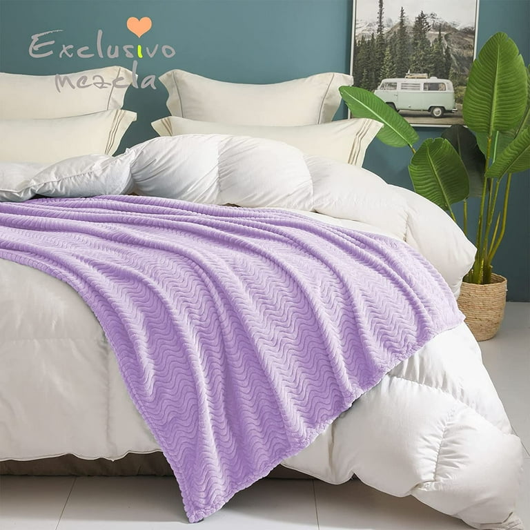 Exclusivo Mezcla Large Flannel Fleece Throw Blanket 50x70 Inches Thick Soft Warm and Lightweight Lilac Purple Walmart