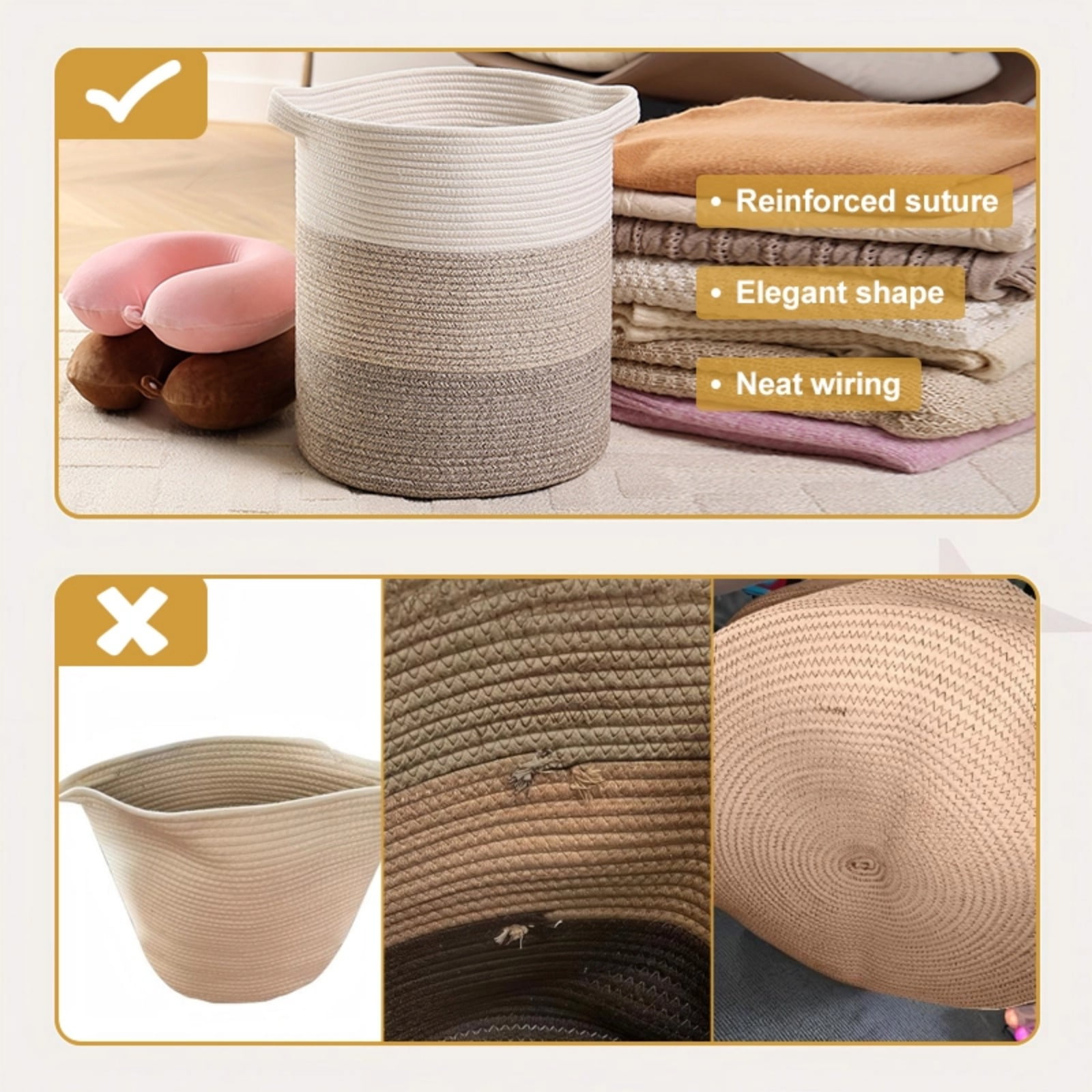 VeluraHome Large Laundry Hamper, Woven Storage Basket with Handles,Basket for Blankets Tall