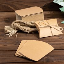 Efavormart 50 Pack | 4.5"x3.5" Natural Rustic Party Gift Boxes With Jute Rope Tie, Paper Wedding Favor Pillow Box Set