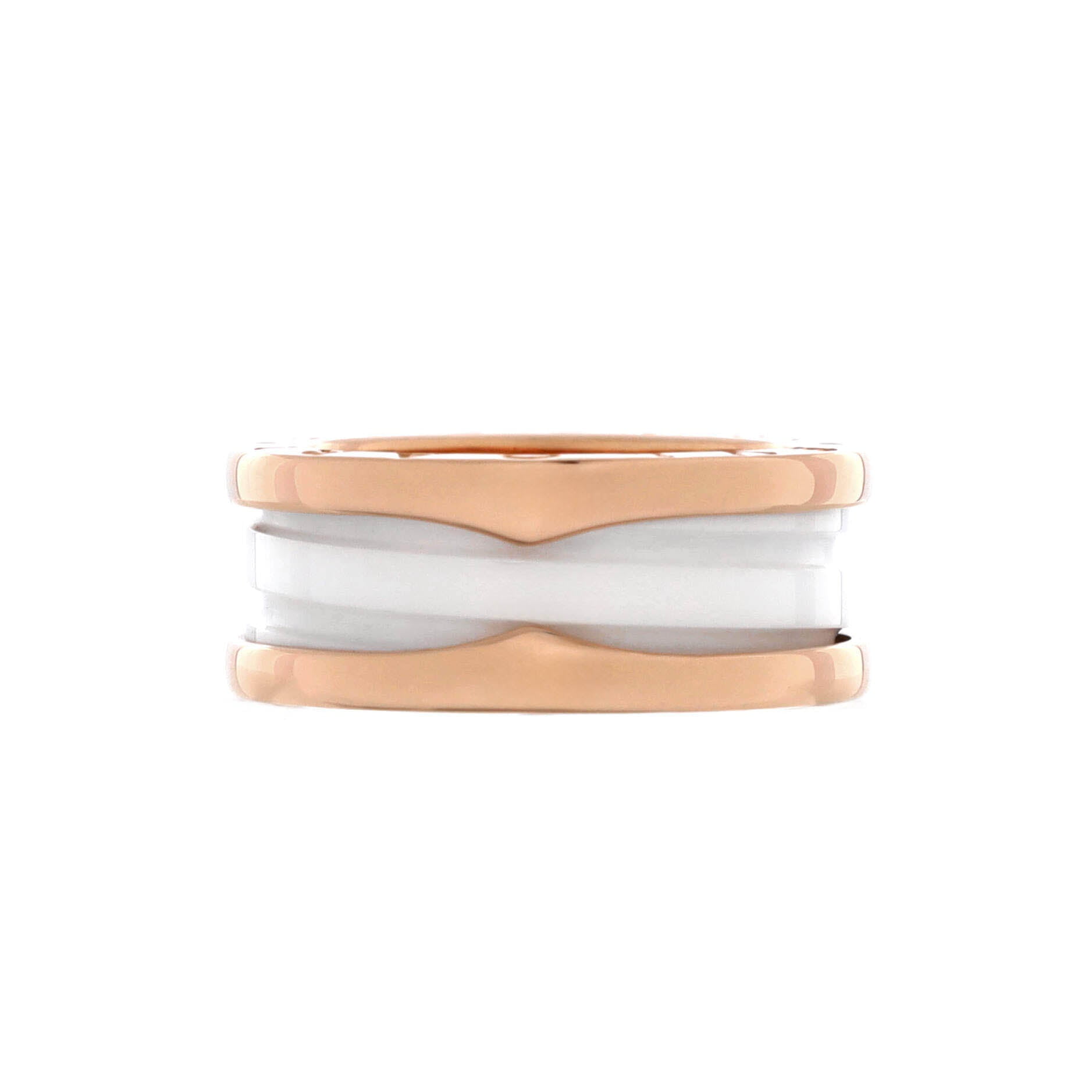 BVLGARI Pre-Owned B.Zero1 Two Band Ring 18K Rose Gold and Ceramic By Rebag