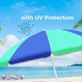 thumbnail image 3 of PMU Beach Umbrella 6 feet Opens to 72 inches Multicolor Beach Parasol with Carrying Sleeve for Beach, Patio and Outdoor Sun Protection Polyester Lime Green and Royal Blue, 3 of 6