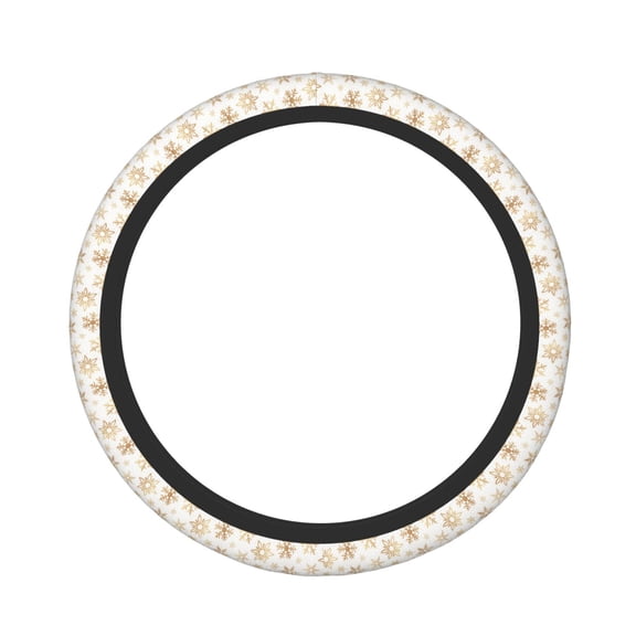 Picia gold Snowflake print Car Steering Wheel Cover, Non-Slip, Breathable, Universal 15 inch