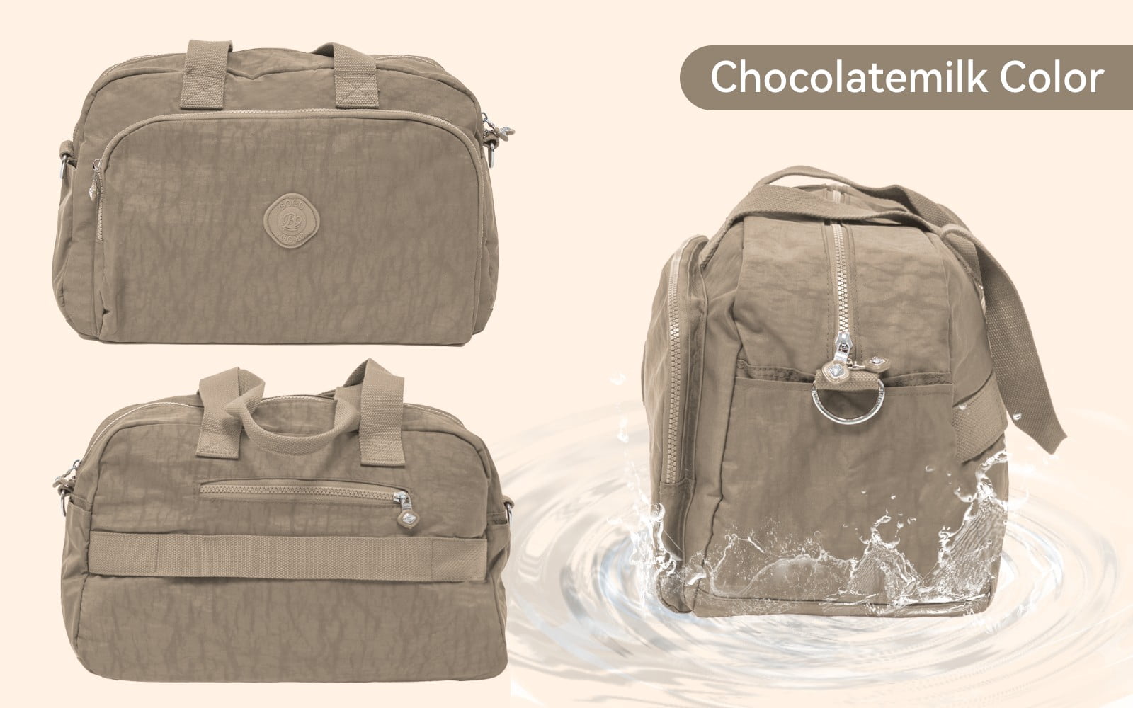 01008-Large Capacity Duffle Bag, Waterproof Fabric, Can Wear Trolley Duffel Bag, Sports And Leisure Fitness Bag（pale muted tone）