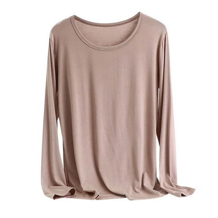 ZyeKqe plus size pajamas tops for women long sleeve top crewnneck loose fitted undershirts base layer casual comfy loungewear