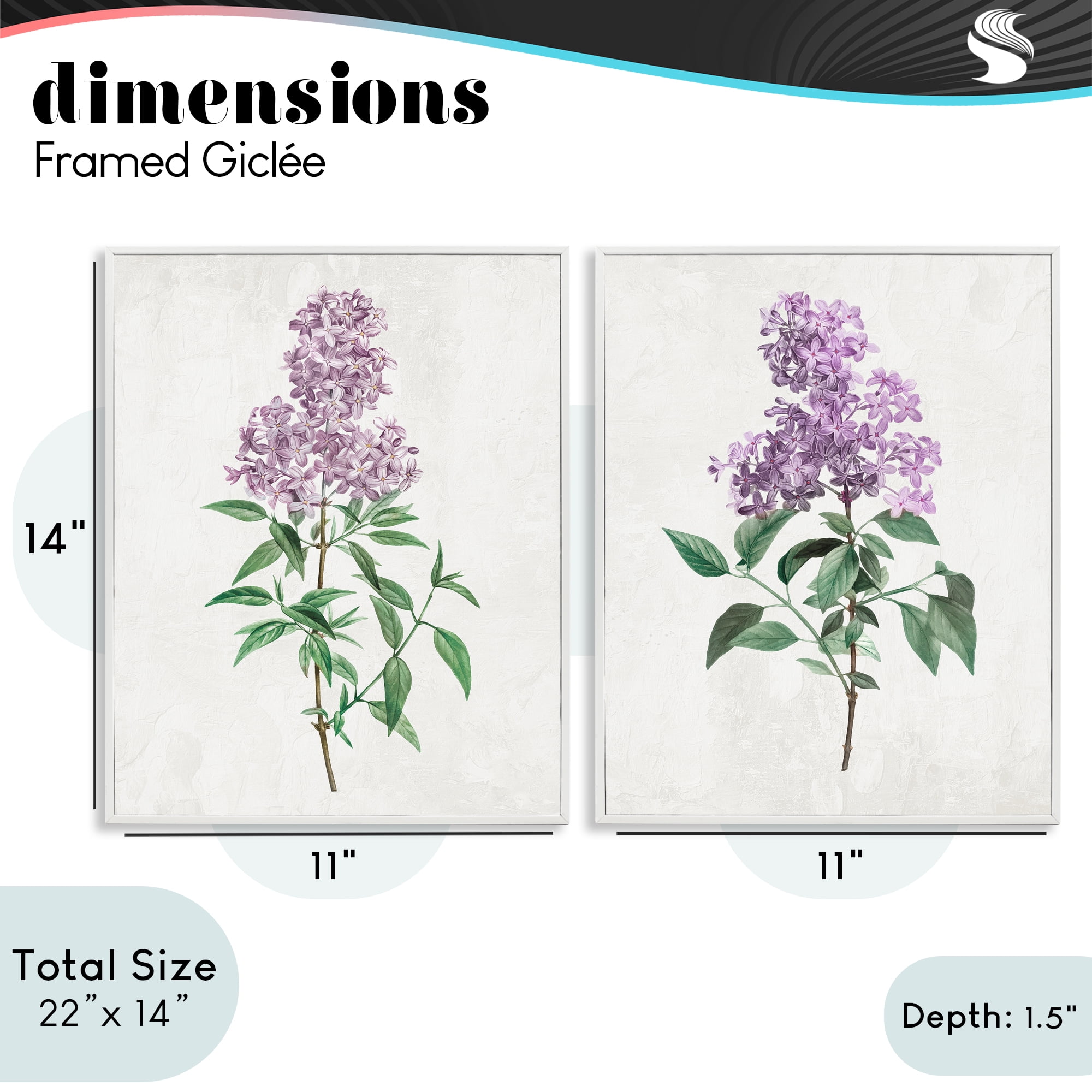 Stupell Industries Herbaceous Lilac Blooms 2 Piece White Framed Giclee Art Set, design by Kim Allen
