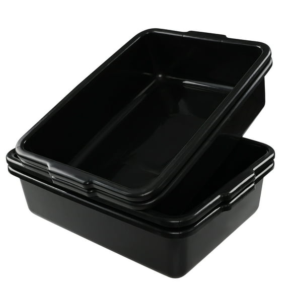 Nesmilers 4-Pack Large Commercial Bus Bin, 22 L Plastic Restaurant Bus Tub, Black