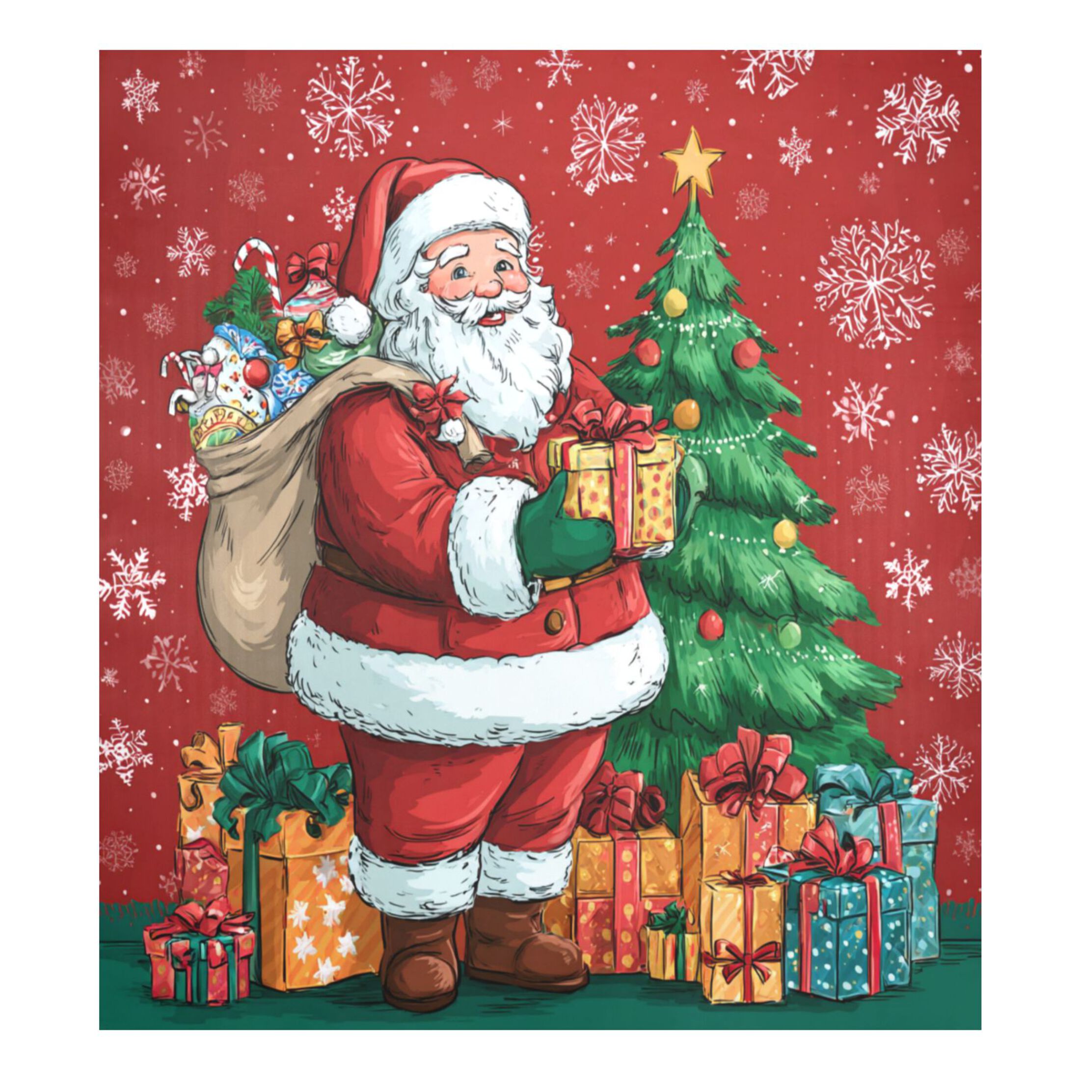 Dishwasher Magnetic Refrigerator Magnet Cover Sticker Home Decorative 23"x26" Santa Claus and His Presents