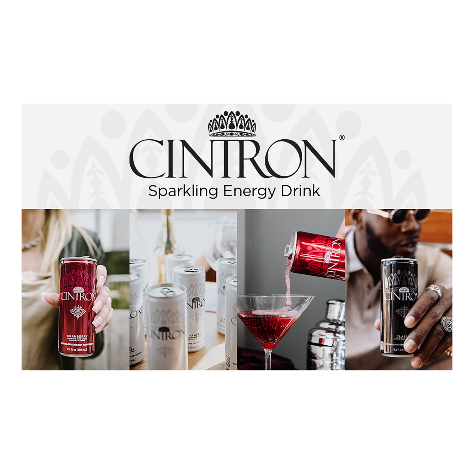 Cintron Sparkling Cranberry Caffeinated Energy Drink 6PK- Healthy Alternative W/ Less Calories
