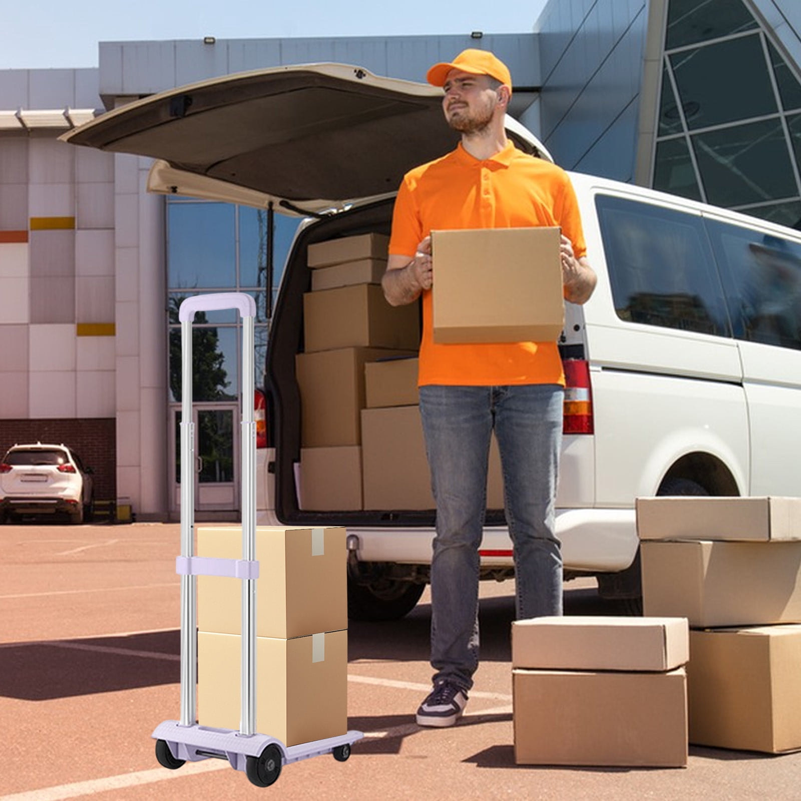 Deeceymbur Folding Hand Truck Trolley Portable Dolly Cart with 4 Wheels Small Pull Cart for Moving Warehousing Shopping Picnic