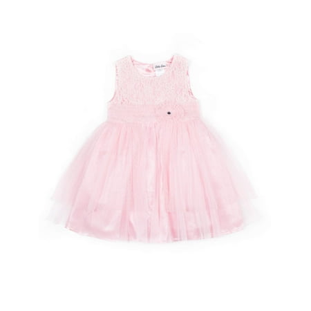 - Sleeveless Pink Party Tiered Tulle Dress (Little Girls)