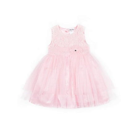 Little Lass Sleeveless Pink Party Tiered Tulle Dress (Little Girls)