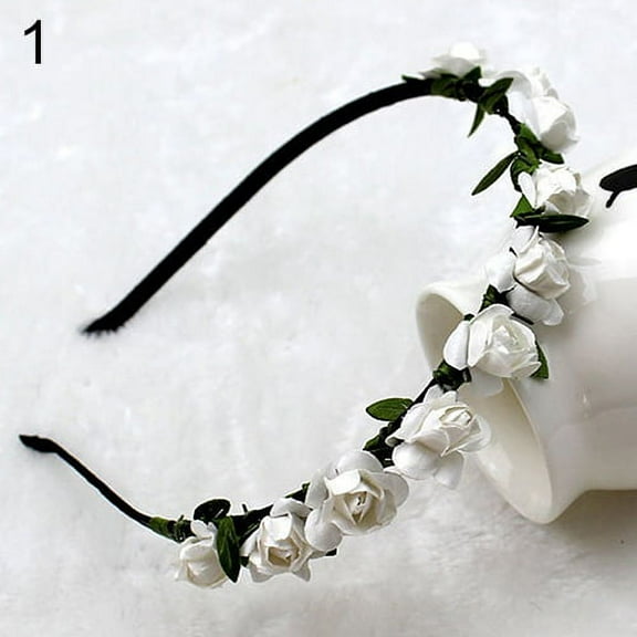Kitem Rose Flower Crown Festival Headband Wedding Garland Floral Hairband Accessory
