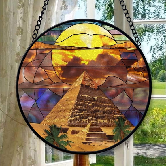 The Great Pyramid - Giza, Egypt: Stained Glass-Style Christmas Ornament - Made With Real Glass, Stained Glass Ornament 2025, Holiday Decoration, Seasonal Keepsake Gift, Unique
