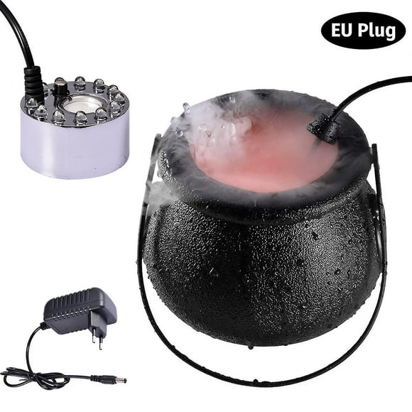 Halloween Fog Machine, Water Fountain Fogger, Smoke Fog Machine Mist Diffuser, Led Cauldron Witch Halloween Smoke Device Color Changing Prop (matt Met