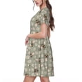 thumbnail image 2 of Goofa Bees And Chamomile Pattern Women Summer Short Sleeve Midi Dress with Pockets Casual Aline Flowy Tshirt Dress Vocation Beach Sundress, 2 of 6