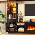thumbnail image 6 of ANPOO 107" Large Wall Unit Entertainment Center with 40" Electric Fireplace, Bookshelves, LED Lights, Modern High Glossy TV Stand Media Console Table with Bridge Cabinet for Living Room & Home Theate, 6 of 11